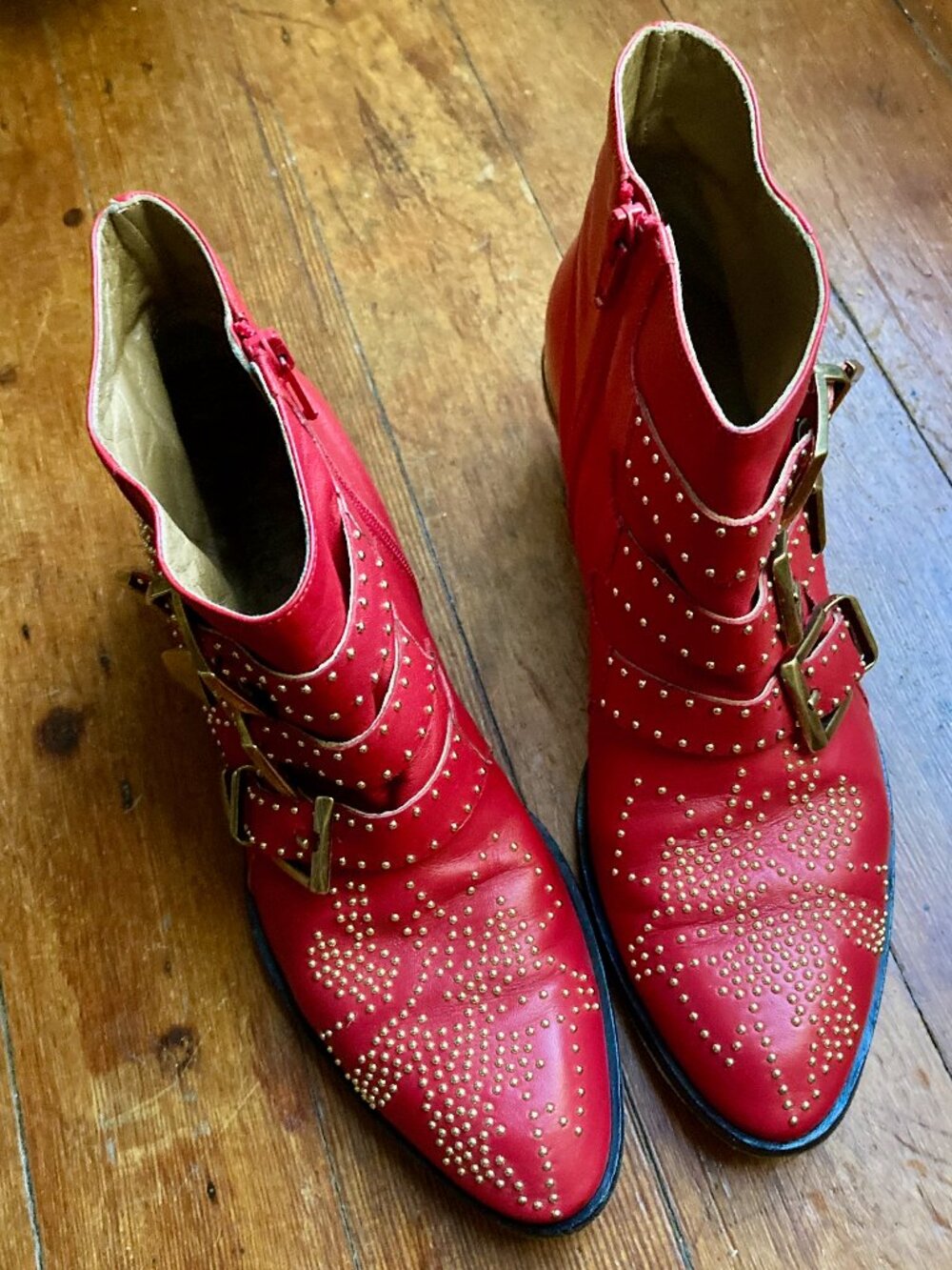 Chloe Susanna boots red lambskin 37 7 7.5